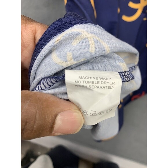 Rising Revolt Polo Shirt Men's Size XL Blue Short Sleeve Allover Geometric Logo - Picture 9 of 11